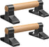 SELEWARE Wood Parallettes Push Up Bars, Anti-slip Handstand Bars for Calisthenics, Fitness, Solid Wood with Metal
