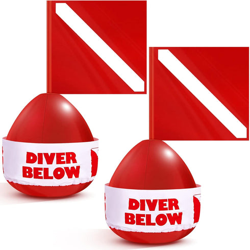 Oudain 2 Pcs Diver Below Floater with Inflatable Dive Flag, High Visibility Diving Safety Gear