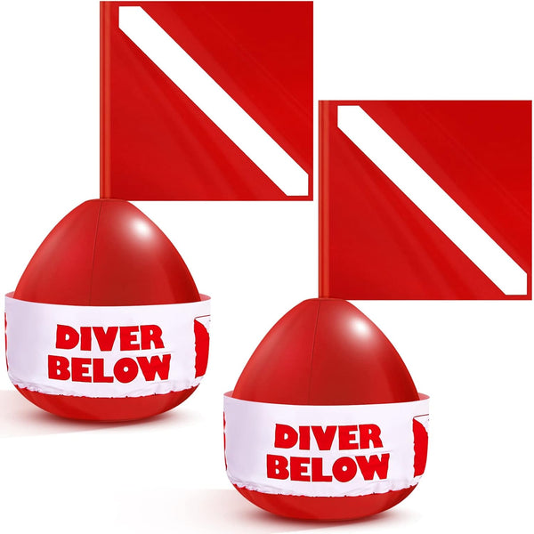 Oudain 2 Pcs Diver Below Floater with Inflatable Dive Flag, High Visibility Diving Safety Gear