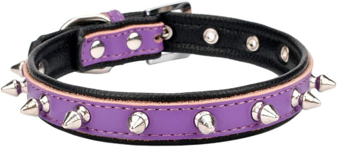 Spiked Studded Padded Leather Pet Collars for Cats and Dogs, Adjustable for Small Medium Large Dogs, 14.5"-18.5" Neck,