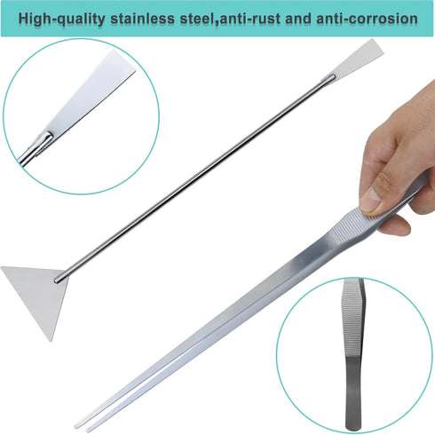 Aquarium Aquascape Tools Kit, 15 Inch Stainless Steel Aquatic Plants Tools for Fish Tank Cleaning