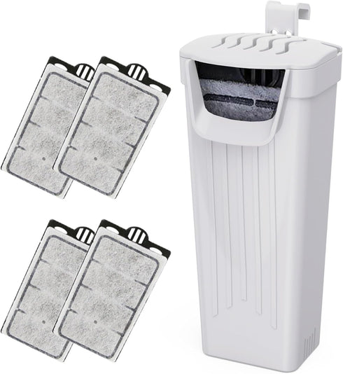 Aquarium Power Filter (3.5W), Silent Low-Water Filter for Small Fish Tank, Reptile Tank Up to 15 Gallon (White)