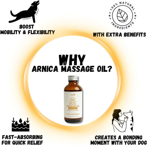 5 KELEBS Dog Arnica Massage Oil | Pain Relief for Muscles, Arthritis, Hips, and Joints | for Active & Senior Dogs |