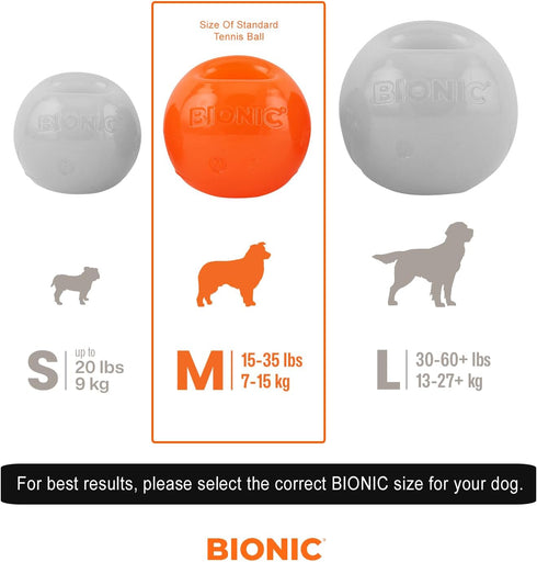 BIONIC Ball Dog Toy, Medium, Interactive Chew Toy for Tough Chewers, for Dogs 15-35 lbs. (7-15 kg.)