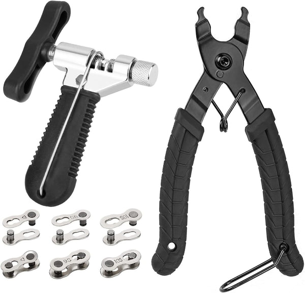Oumers Bike Link Plier + Chain Breaker Splitter + 6 Pairs Bicycle Missing Link, Professional Bike Chain Repair Tool