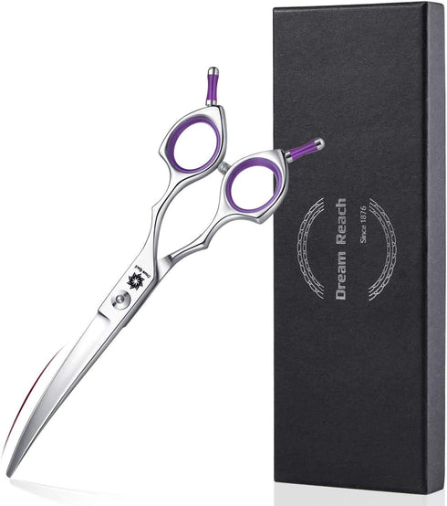 Dream Reach Dog Grooming Scissors - 6.5" Professional Sharp Downward Curved Shears with Ergonomic Handle for Cats and