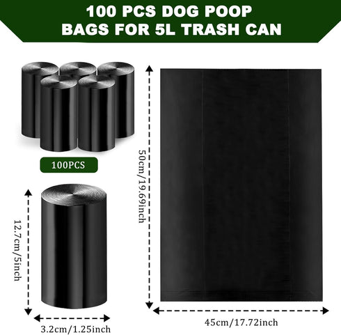 100 5L 5 Pack (100 Dog Waste Bags Pcs, Dog Waste Can Liners for Dog Poop Trash Can Outside, Dog Poop Bags Rolls, Dog
