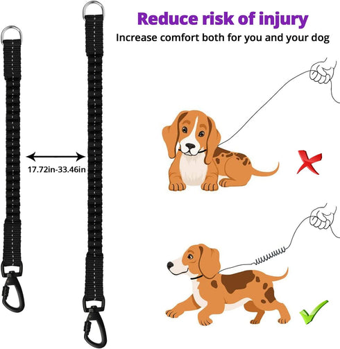 Long Dog Leash, 50 FT, Heavy Duty Rope Leash for Training, Swivel Lockable Hook, Reflective Threads, Bungee, Padded