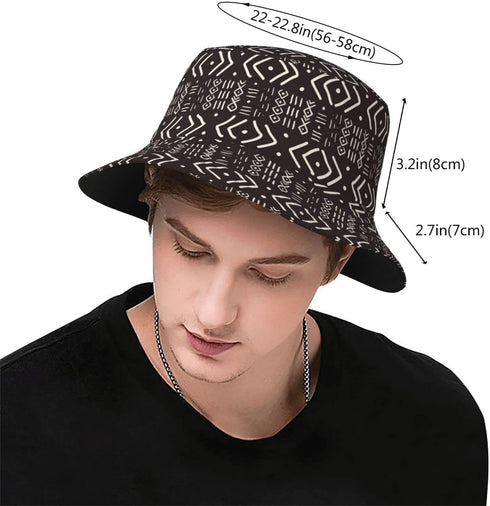 Summer African Bucket Hat | Abstract Fisherman Cap for Women Men | Beach Sun Hat for Travel Outdoor Camping
