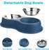 Double Dog Bowls, Stainless Steel Water and Food Bowls with Non-Slip Resin Station for Medium Dogs and Cats