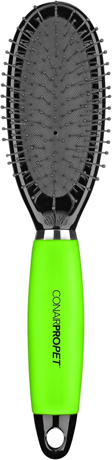 CONAIRPRO Medium Pin Brush for Dogs & Cats, Stainless Steel Round Tip Pins with Memory Grip Gel