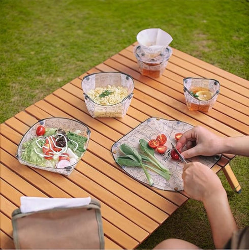 Hympuae 3 Set, Ultra Light Portable Collapsible Outdoor Cutlery Piece Foldable Plate,Bowl,Cup,Easy To Clean