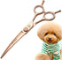 Fenice Peak Curved Dog Grooming Scissors, Champagne Gold 440C Stainless Steel, Professional Pet Cutting Shears for