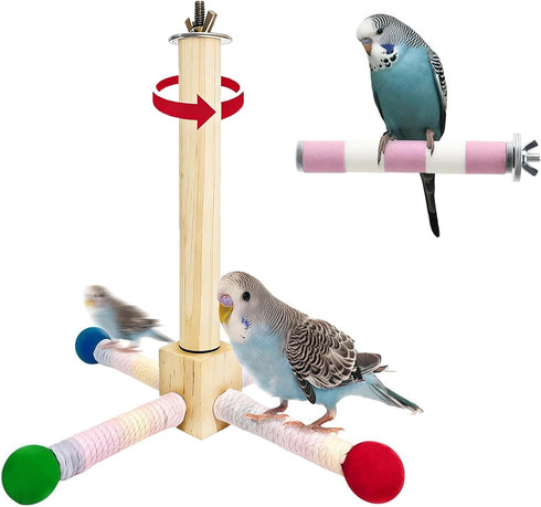 Bird Stand Perch Toy, Bird Perch Parrot Toy 360 Interactive Rotating Perch