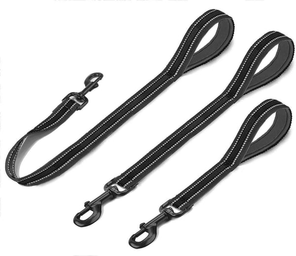 Nylon Short Dog Leash with Padded Handle, 3 Sizes, Highly Reflective Threads for Small, Medium, and Large Dogs