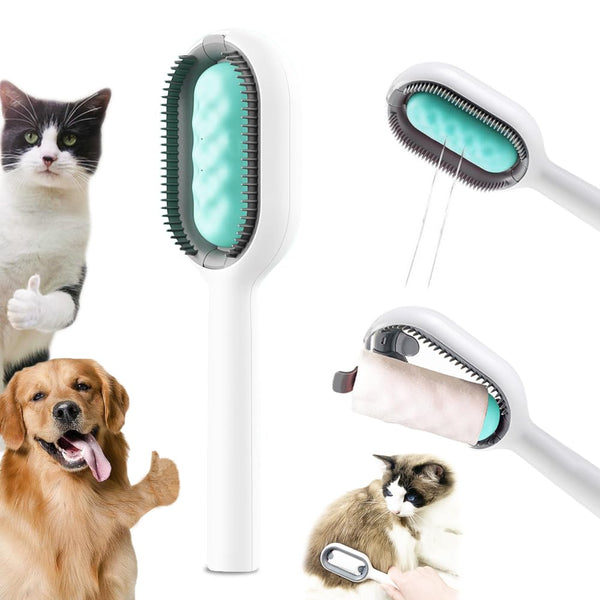 Upgraded 4 in 1 Cat Grooming Brush with Water Tank, Pet Hair Removal Cat Hair Brush with Sticky Comb (Towels Not