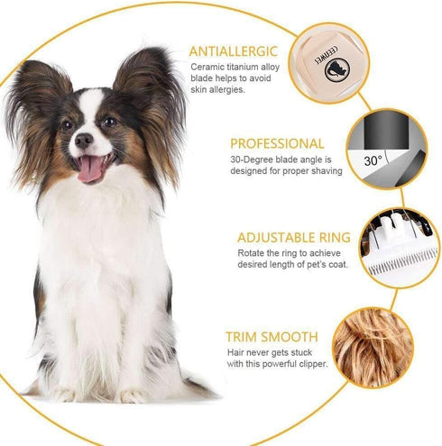 Power Display Dog Clippers, Cordless Dog Grooming Kit, Professional Horse Clippers with 4 Comb Guides