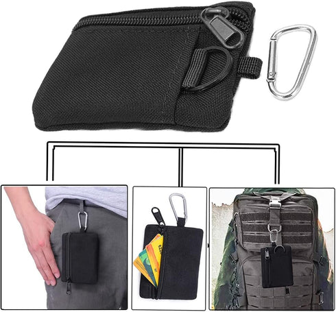 Tactical Keychain Pouch - Military Mini Size EDC Pocket Organizer as Coin Purse ID Card Holder
