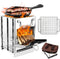Foldable Camping Wood Burning Stove with Grill, Collapsible Stainless Steel Campfire Stove for Outdoor Cooking