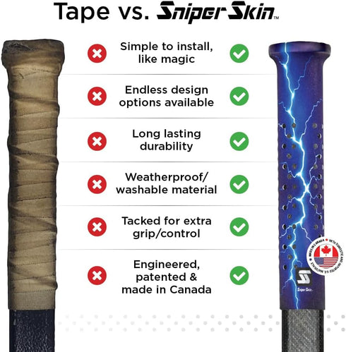 SNIPER SKIN ICT Hockey Grip, Fits Adult & Kids Sticks, Easy Install, Durable, Better Than Hockey Tape