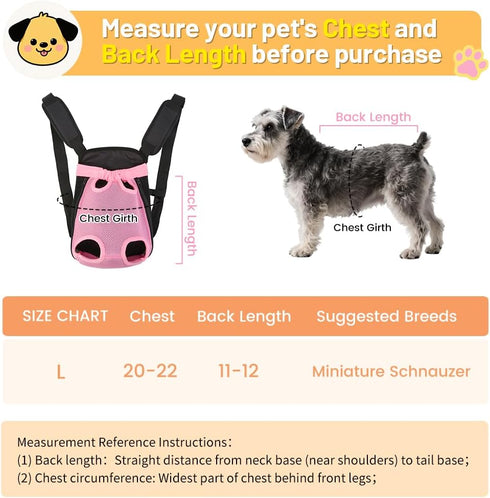 Inspack Backpack Backpacks 7-11 lbs, Dog Carrier/Cat Carrier, Adjustable Pet Front Carriers Travel Bag for Puppy Medium