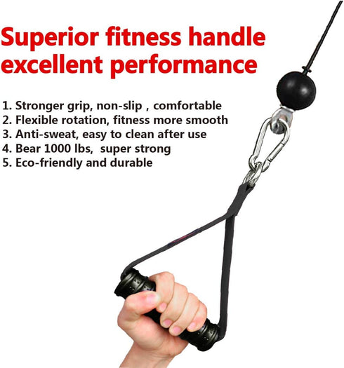 Heavy Duty Gym Exercise Handles Attachment for Cable Machine, Resistance Band, Home Fitness Workout Equipment