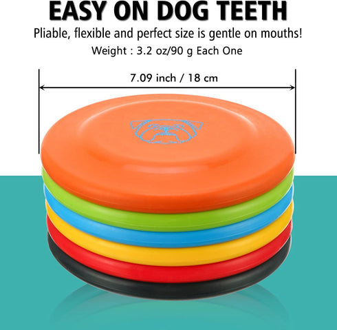 Dog Flying Disc, 3 Pcs Competition Flyer, Soft Indestructible Rubber Lightweight Toy for Dogs