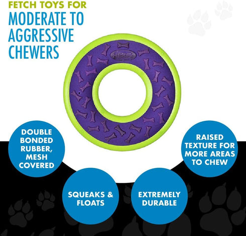 Hero Outer Armor Fetch Ring Dog Toy - Floats & Squeaks, Blue