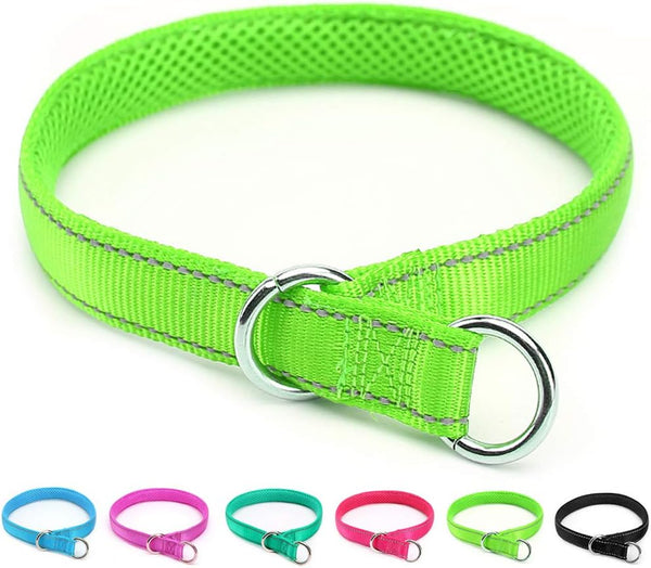 Reflective Slip Collar: Soft Nylon Training Choke Collar for Dogs, 22", Wide 1" (For Dogs 39-60 lbs)