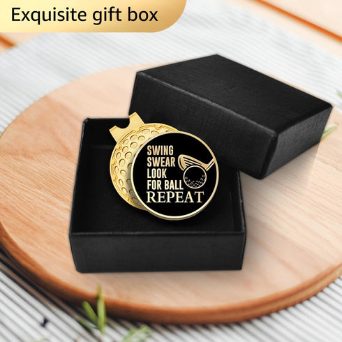 Swing Swear Look for Ball Repeat Golf Ball Marker with Magnetic Hat Clip, Funny Golf Gift for Men Women