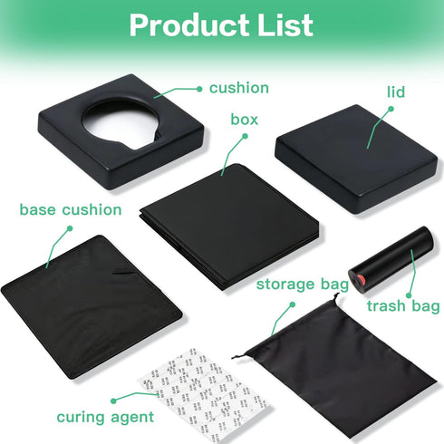Tfulad 4-in-1 Setup, Outdoor Foldable Portable Toilet with Lid - Instant Waterproof, Odor-Proof, Emergency Camping
