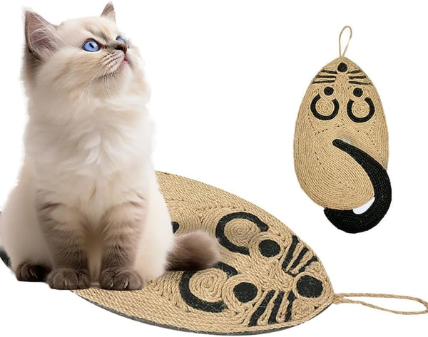Cat Scratcher Pad, Natural Sisal Mat for Grinding Claws, Cute Hanging Mat, Protecting Furniture Carpets for Indoor Cats