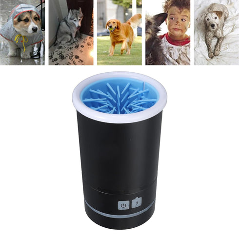 Automatic Dog Cleaner, Soft Electric Washer USB Rechargeable Cleaner Cup for Small to Medium Dogs Cats (Black White)