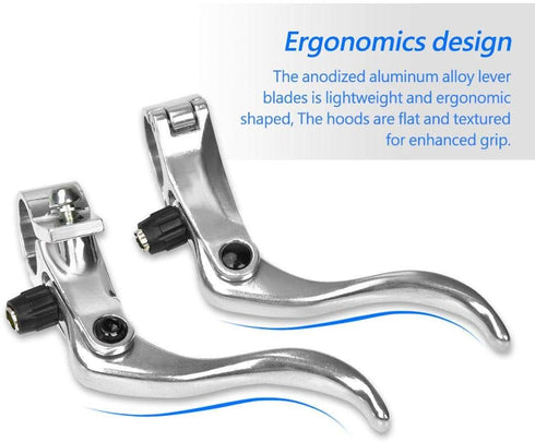 Tbest 1 Pair Brake Lever Left Right Hand, Aluminum Alloy 24mm Mountain Bike Disc Brake Bar Handle Level