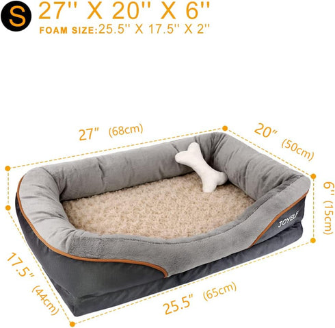 JOYELF Memory Foam Small Orthopedic Dog Bed & Sofa, Removable Washable Cover, Includes Squeaker Toy