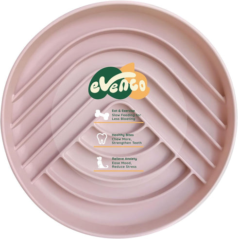 Slow Feeder Dog Bowls, Slowdown Bowl - Silicone Dog Feeding Bowls with Suction Cups for Puppies, Modern Lick Mat Design, Reduces Gulping, Dishwasher Fit, Mealtime Challenge, Pink