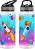 Home Tune 23oz Kids Water Bottle for School, BPA FREE, Leak Proof Flip Straw, Easy Clean - Rocket