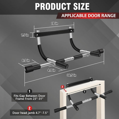 TOPOKO Upgrade Pull Up Bar for Doorway - Multi-Grip Heavy Duty Chin Up Bar