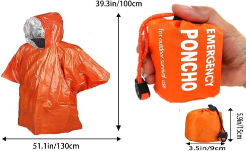 GALAXYLENSE Galaxy Thermal Mylar Emergency Ponchos, Reversible Raincoat Blanket, 8 Packs for Outdoor Use
