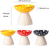 Raised Cat Bowl, Cute Mushroom Cat Water Bowl, Elevated Cat Food Bowl, Ceramic Cat Bowls for Food and Water, Raised Cat Food Dish, Wide Shallow Cat Food Dish, Whisker Fatigue (Yellow)