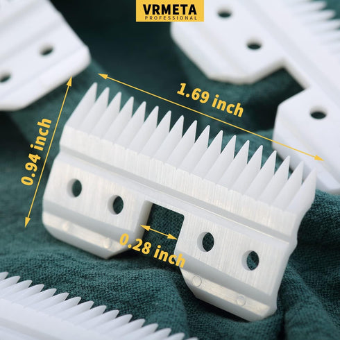 4 Pcs Fast Feed Ceramic Blades - Fit Oster Fast Feed Clipper & Wahl KM Series, Replacement Blade Set