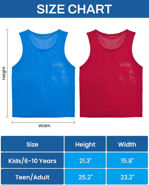 Scrimmage 12/24 Pack VOGRYE Vests Pinnies for Basketball Football Lightweight Team Practice Jerseys for Kids Youth