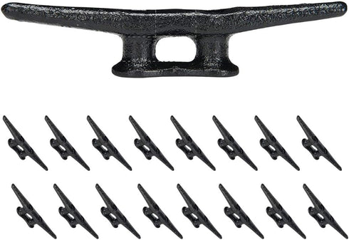Simplified Living 6" Black Dock Cleat | Weatherproof Cast Iron Tie Downs for Marine Pier or Nautical Décor