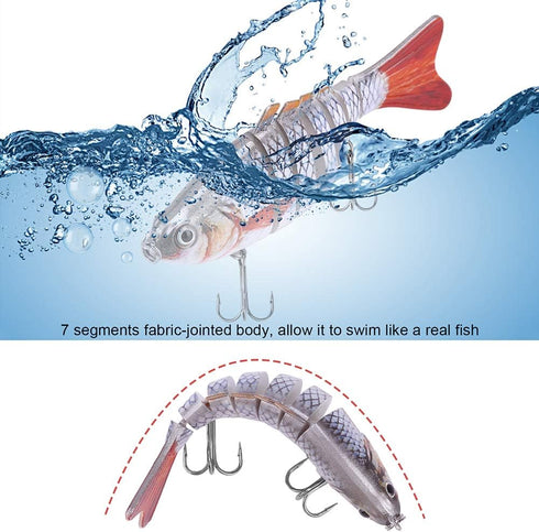 Lifelike Fishing Lures for Bass, Trout, Walleye | Realistic Multi Jointed Fish Popper Swimbaits - 3 Pack