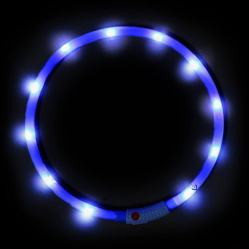 Illumifun LED Dog Necklace Light, USB Rechargeable Light Up Dog Collar, Flash LED Collar for Camping (Blue-Silicone)