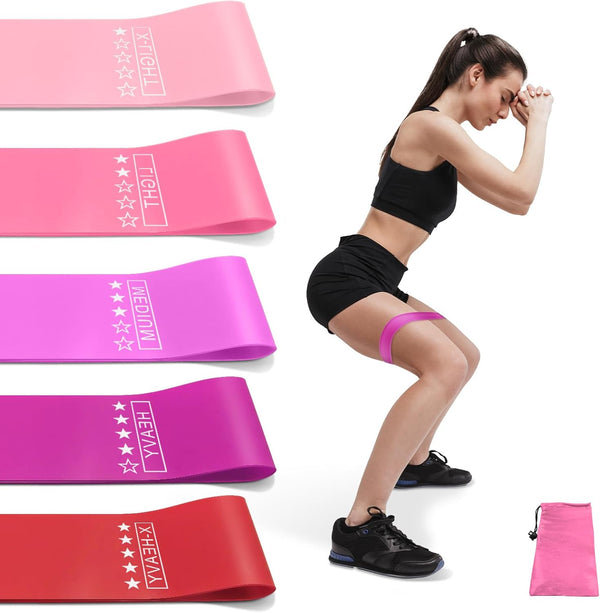 Resistance Bands Set for Working Out, 5 Resistance Levels, Multi-Colored Exercise Bands for Indoor and Outdoor Fitness