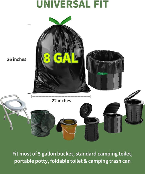 Set, 25 Count 15 Count 8 Camping Toilet Bags Poo Gel Portable Toilet Bags with Camping Toilet Gel, Gallon Composting