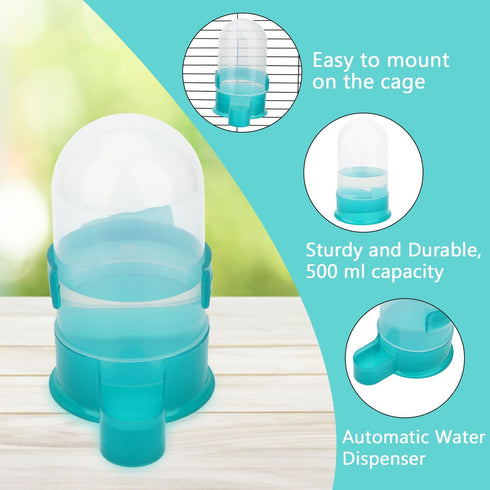 Hypeety Bird Automatic Water Bottle, Parrot Drinking Water Feeder Bowl for Parakeet, Hamster, Mice, Rat, Gerbils