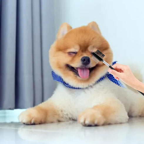 Dog Eye Comb, Cuteabc Tear Stain Comb for Small Dogs, Double-Headed Combs for Removing Crust and Mucus