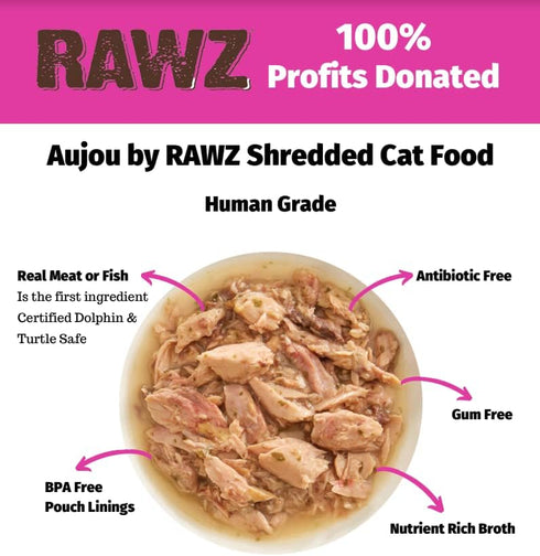 8/2.46 oz Rawz Aujou Aku Tuna & Salmon Cat Food Pouches